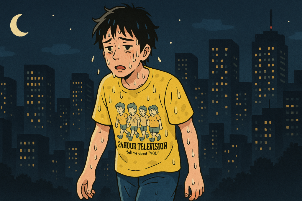 疲れて歩くランナー