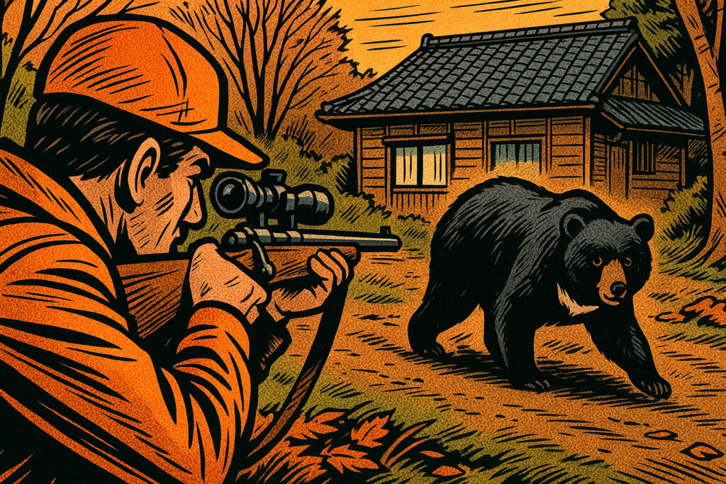 クマを狙うハンター