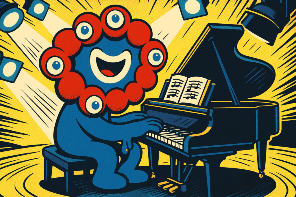 ピアノを弾いているミャクミャク